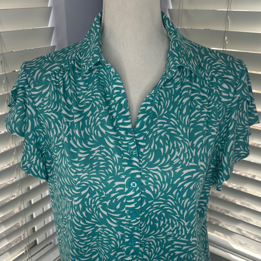 Chico's Turquoise Swirl Blouse - Picture 2 of 8